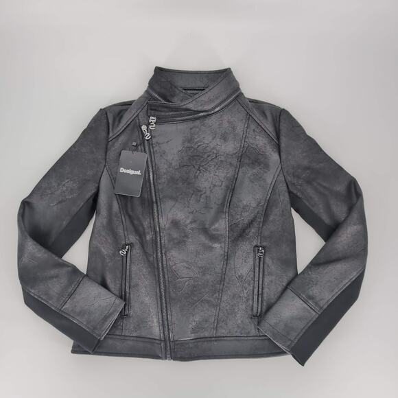 Desigual Millet Women's Black Front Zipper Motorcycle Jacket - US Size 6 - NWT - Picture 4 of 16